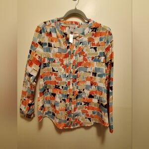 Chico's Multicolor Abstract Blouse size 0 Machine wash/tumble dry